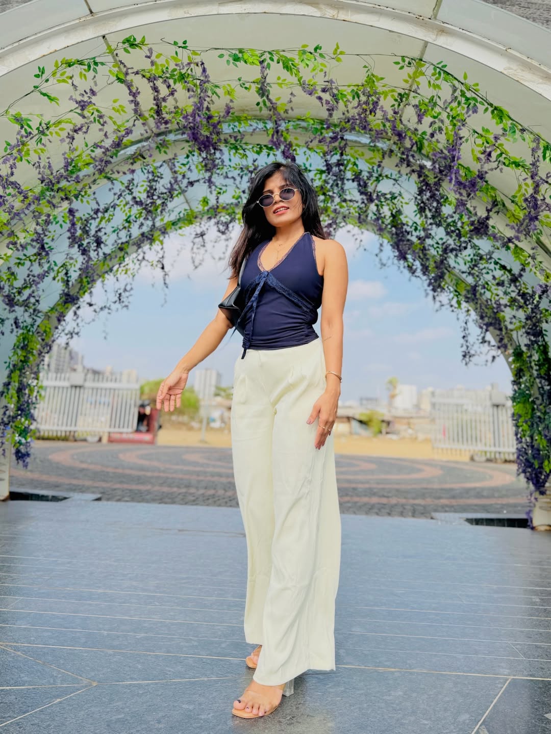 Customer photo 2 of Solid Color Straight-Leg High-Waisted Pant With Pocket In Beige