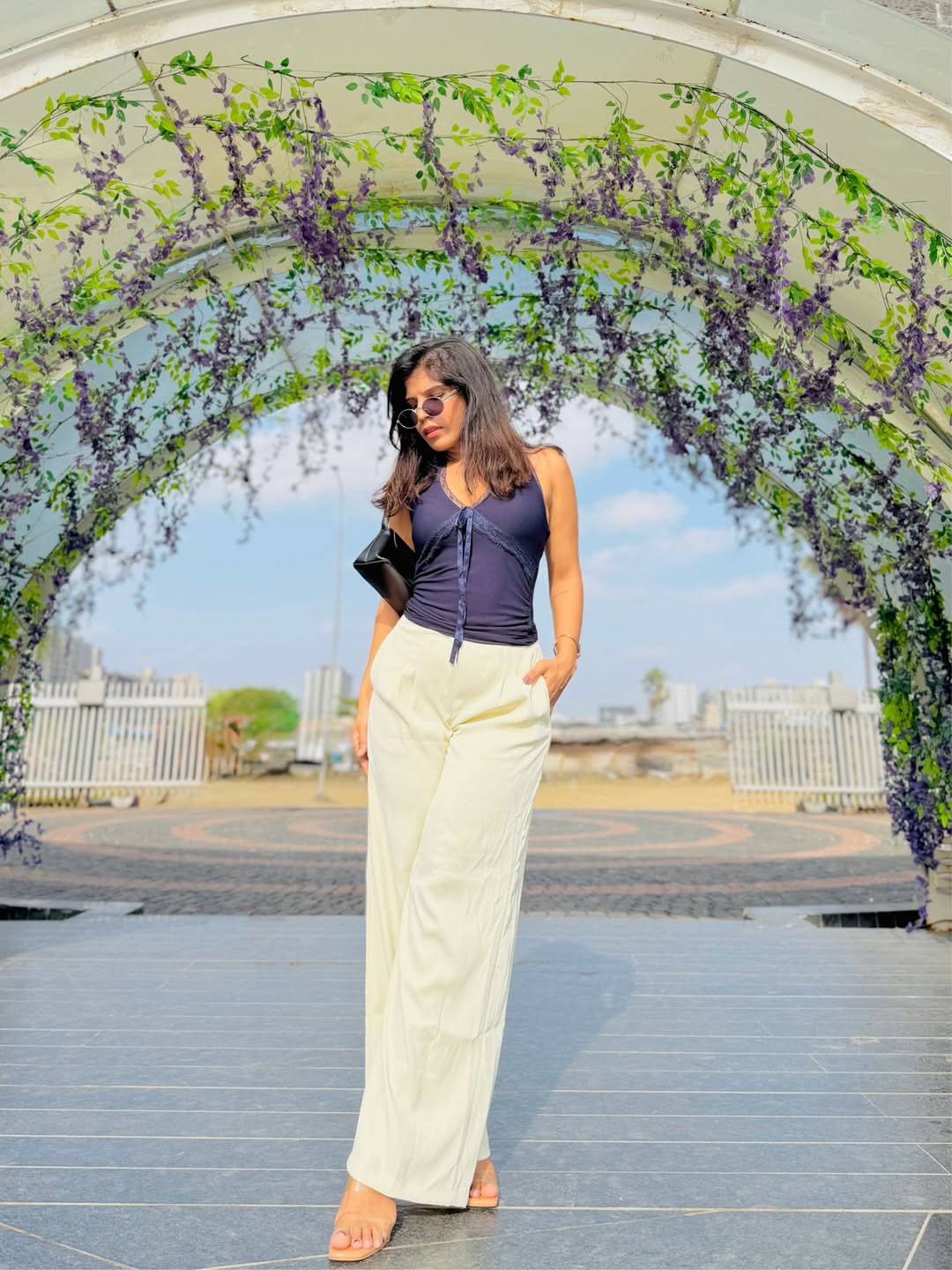 Customer photo 1 of Solid Color Straight-Leg High-Waisted Pant With Pocket In Beige