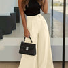 Bell Bottom Pocket Structured Pants in Beige