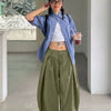 High Waist Pleated Wide Leg Trousers in Sage Green