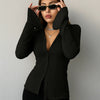 Tailored Collared Neck Button Down Shirt with Waist Detail in Black Model Front View For Women | Littlebox India