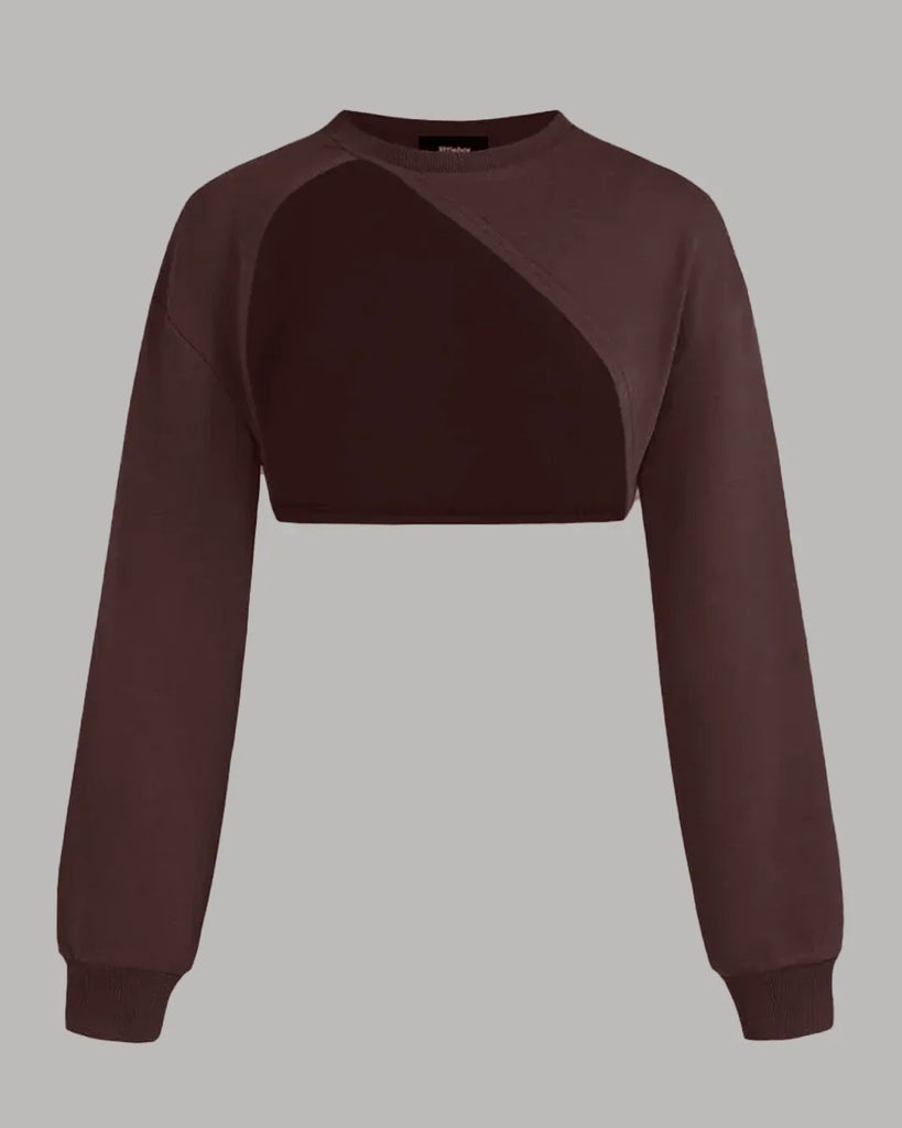 Cropped sweater featuring a round neck