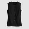 Textured Jersey Waistcoat In Black Front View For Women | Littlebox India