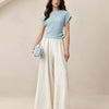 Textured Knit Boxy Fit Top in Sky Blue Front View for Women | Littlebox India