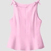 Tie-Shoulder Fitted Top in Powder Pink 