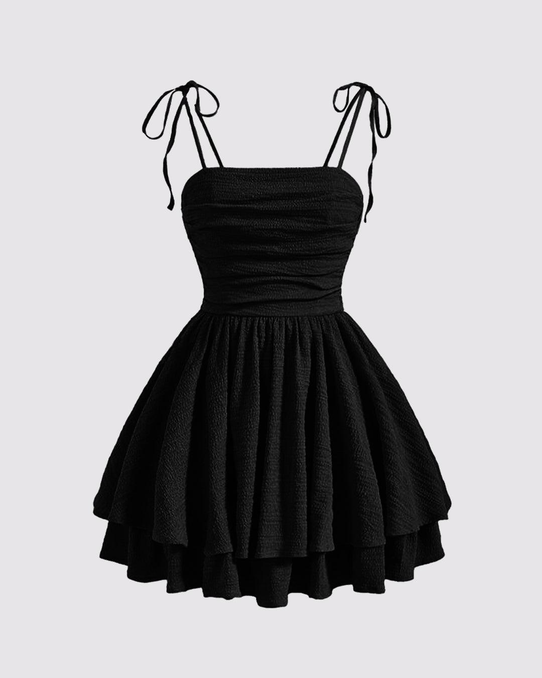 india mini dress black Mini Black Dress with Varli Embroidery