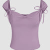 Tie Strap Sweetheart Neck Sleeveless Top in Lilac Front View For Women | Littlebox India
