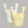 Twin Pack Ruched Square Neck Tops  In White and French Vanilla Front View for Women | Littlebox India