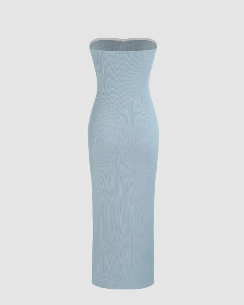 dusty blue bodycon dress Caspian Embellished Bodycon Gown | Dusty Blue | Debs & Prom main image 1