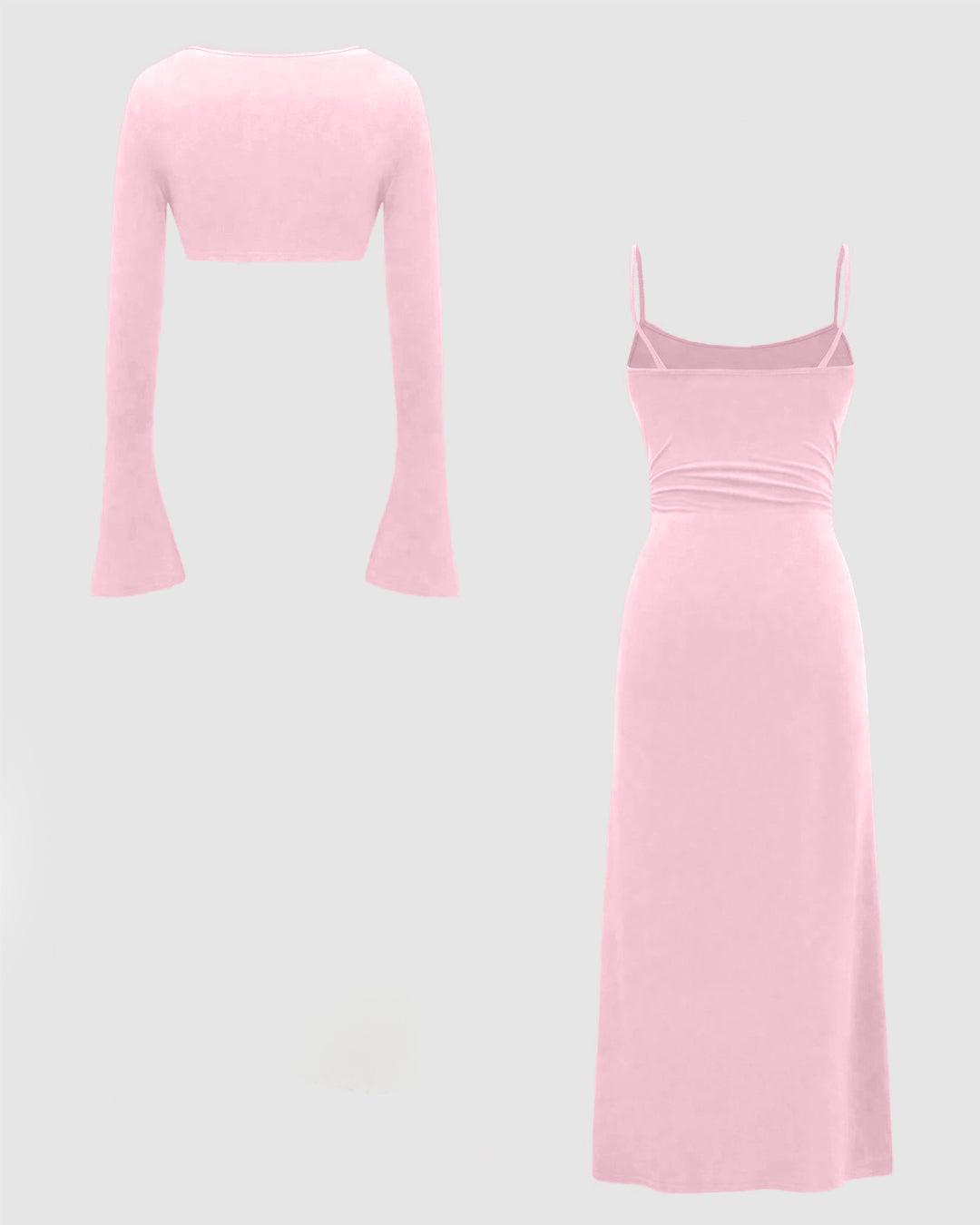 light pink two piece dress Prom Long Prom Dress Prom Dress MA133 ___Cm/Inches 2 Fuchsia Two-Piece Dress - Two-Piece