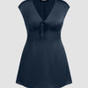 V-neck Ruched Mini Dress Curve & Plus in Navy Blue Front View for Women | Littlebox India