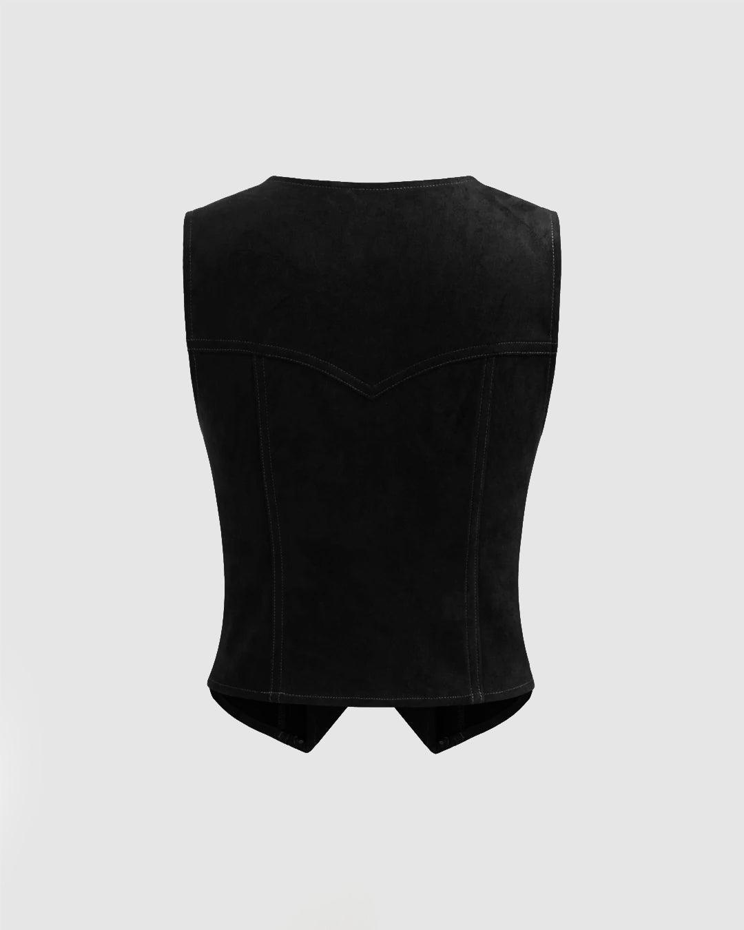 トップス Porter Classic PALAKA V-NECK VEST BLACK V-neck Solid Button Pocket Vest In Black