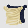 Vanilla & Navy Off-Shoulder Ruched Top Combo Front View For Women | Littlebox India