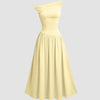Vanilla Off-Shoulder Fit & Flare Midi Dress Front View for Women | Littlebox India