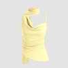 Vanilla One-Shoulder Draped Scarf Top Front View For Women | Littlebox India