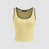Vanilla Scoop Neck Tank Top with Black Trim Front View For Women | Littlebox India