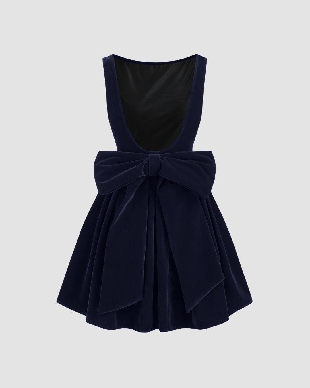 Backless Short Mini Dress In Navy Blue