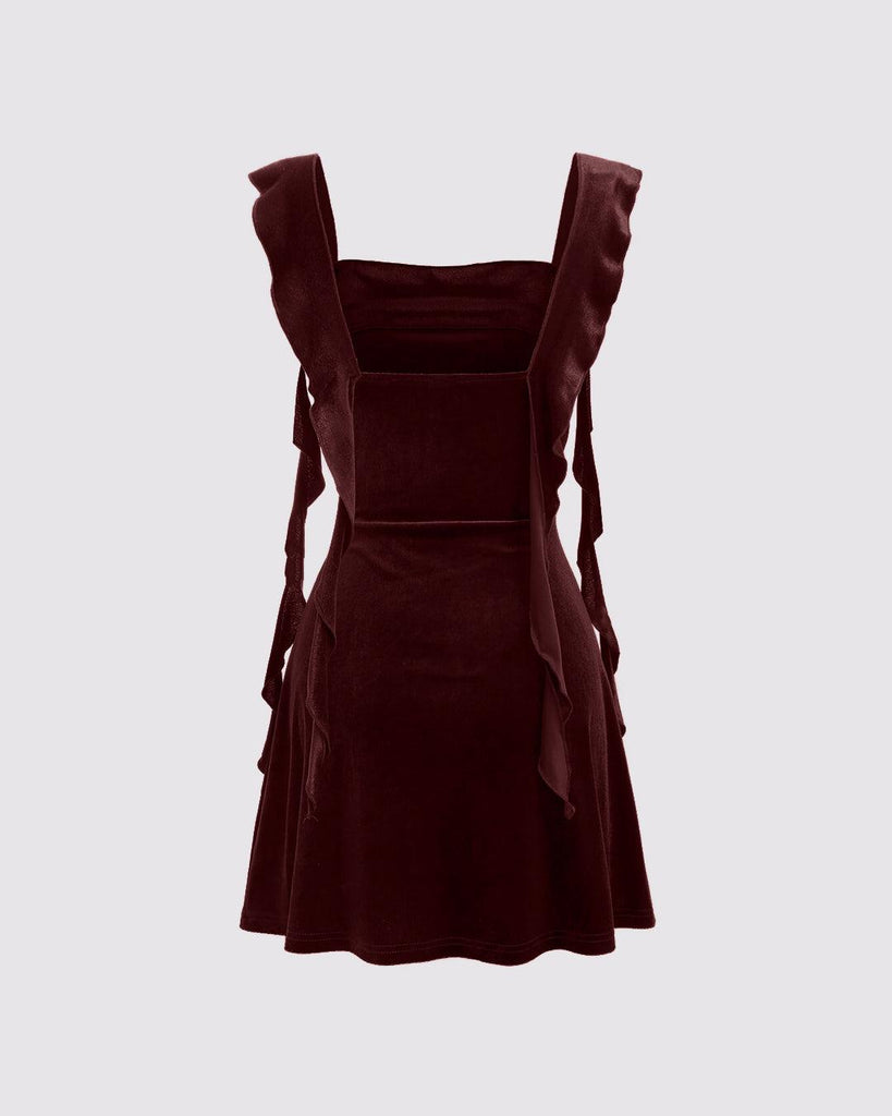 jellyfish mini dress Velvet Jellyfish Style Mini Dress In Cherry Red