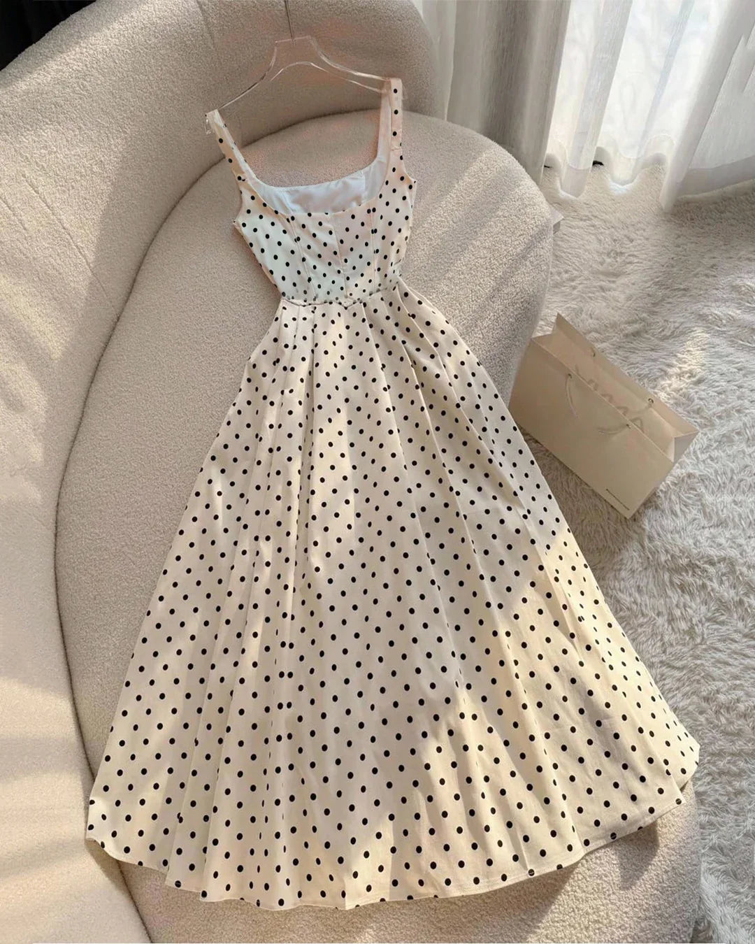 Black and Off-White Polka Dot Summer Dress