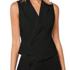 Vintage 80s black sleeveless collared waistcoat, a stylish option for women, showcasing a classic and timeless design.