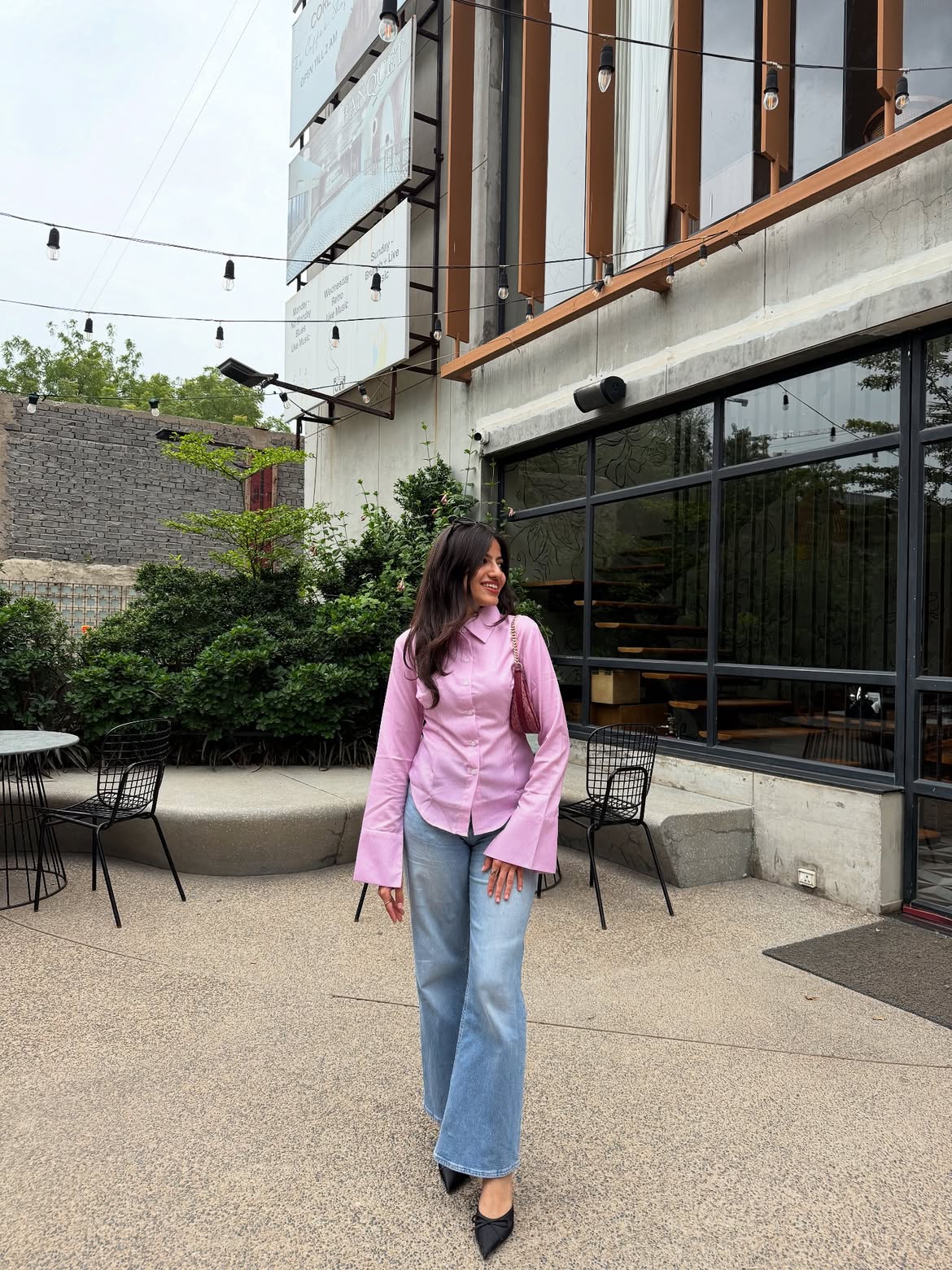 Customer photo 3 of Oversized Collared Button Down Full Sleeve Formal Shirt in Pink