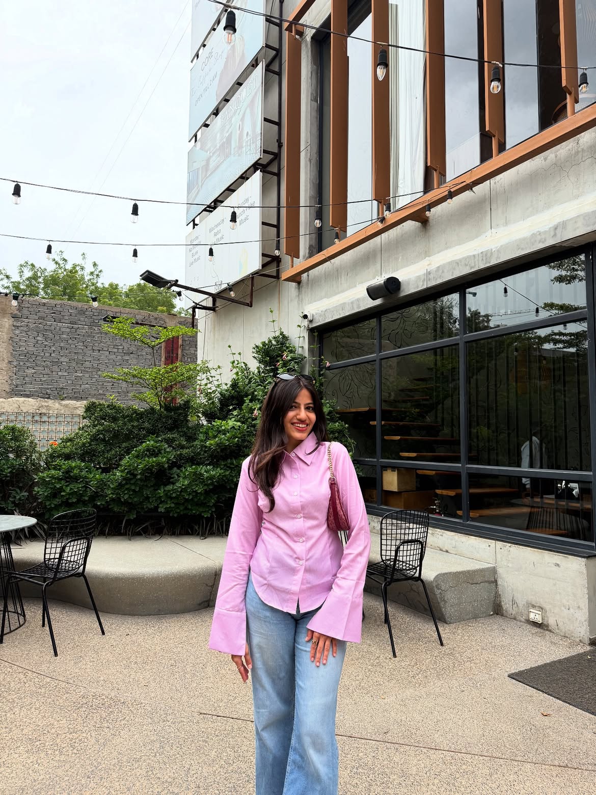 Customer photo 2 of Oversized Collared Button Down Full Sleeve Formal Shirt in Pink