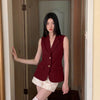 Tailored Sleeveless Blazer Waistcoat In Burgundy