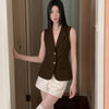 Tailored Sleeveless Blazer Waistcoat In Cocoa Brown
