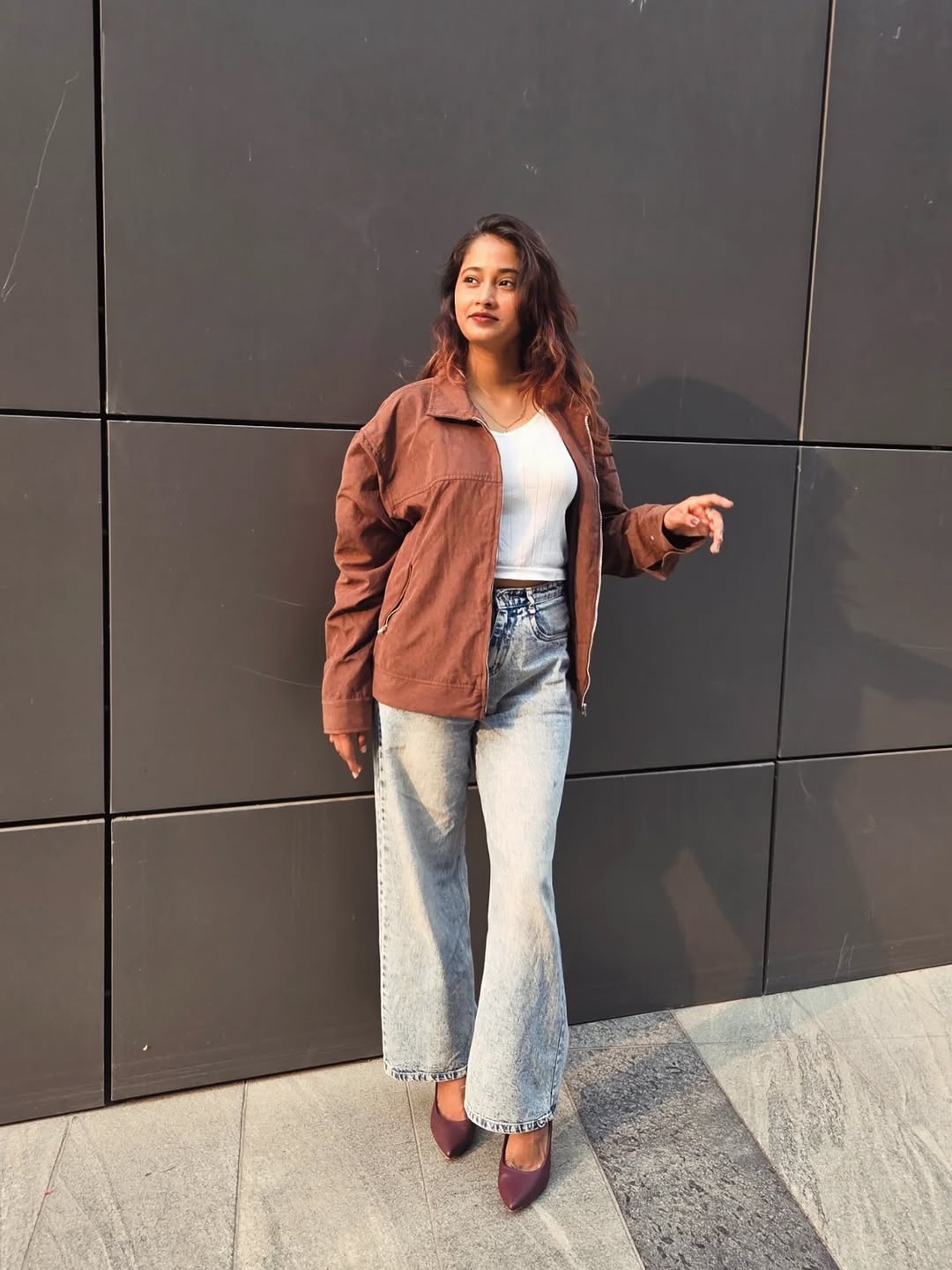 Customer photo 1 of Suede Brown Button Down Full Sleeve Jacket
