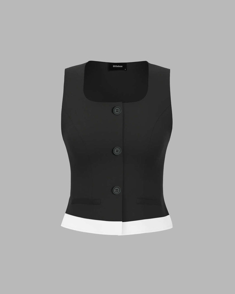 Contrast binding waistcoat in black