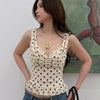 Polka Dot Cowl Neck Ruffle Hem Sleeveless Top