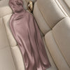 Halter Neck Satin Maxi Dress in Lilac