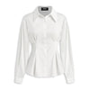 White Shirt with Pleated Peplum Waist and Button Closure Front View For Women | Littlebox India