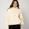 Womens Solid Drawstring Full Sleeve Hoodie in Cream Front View For Women | Littlebox India