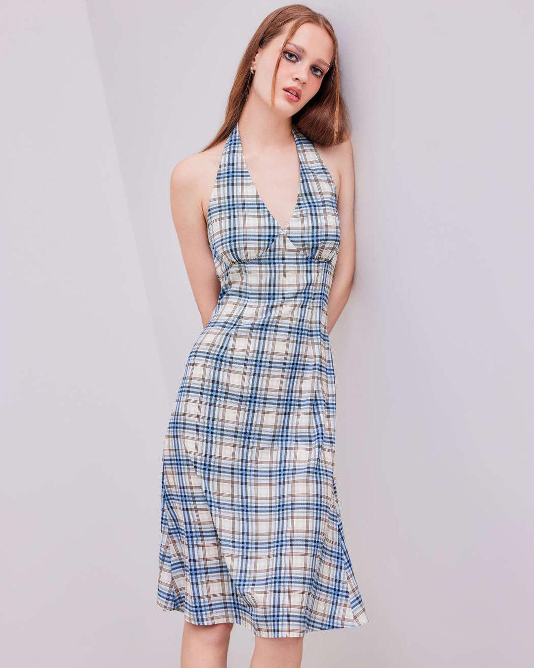 sachin and babi light blue dress Buy Ralph Lauren Lauren by Ralph Lauren Women Plaid Crinkle Georgette  Halter Dress, Multicolor Online