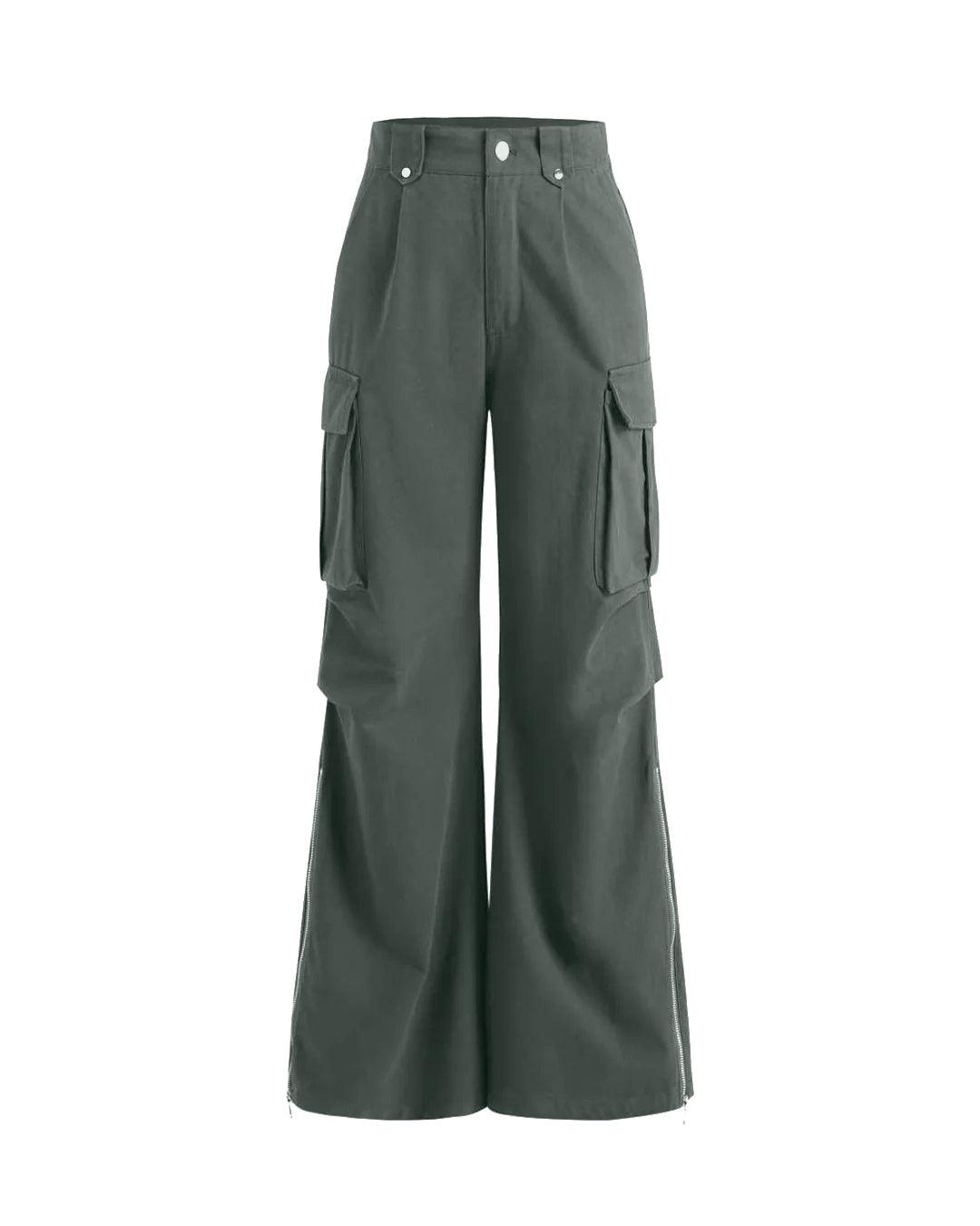 Y2K Baggy Fit Women Cargo In Green - Main Image