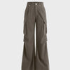 Y2K Baggy Fit Women Cargo In Grey Front View For Women | Littlebox India