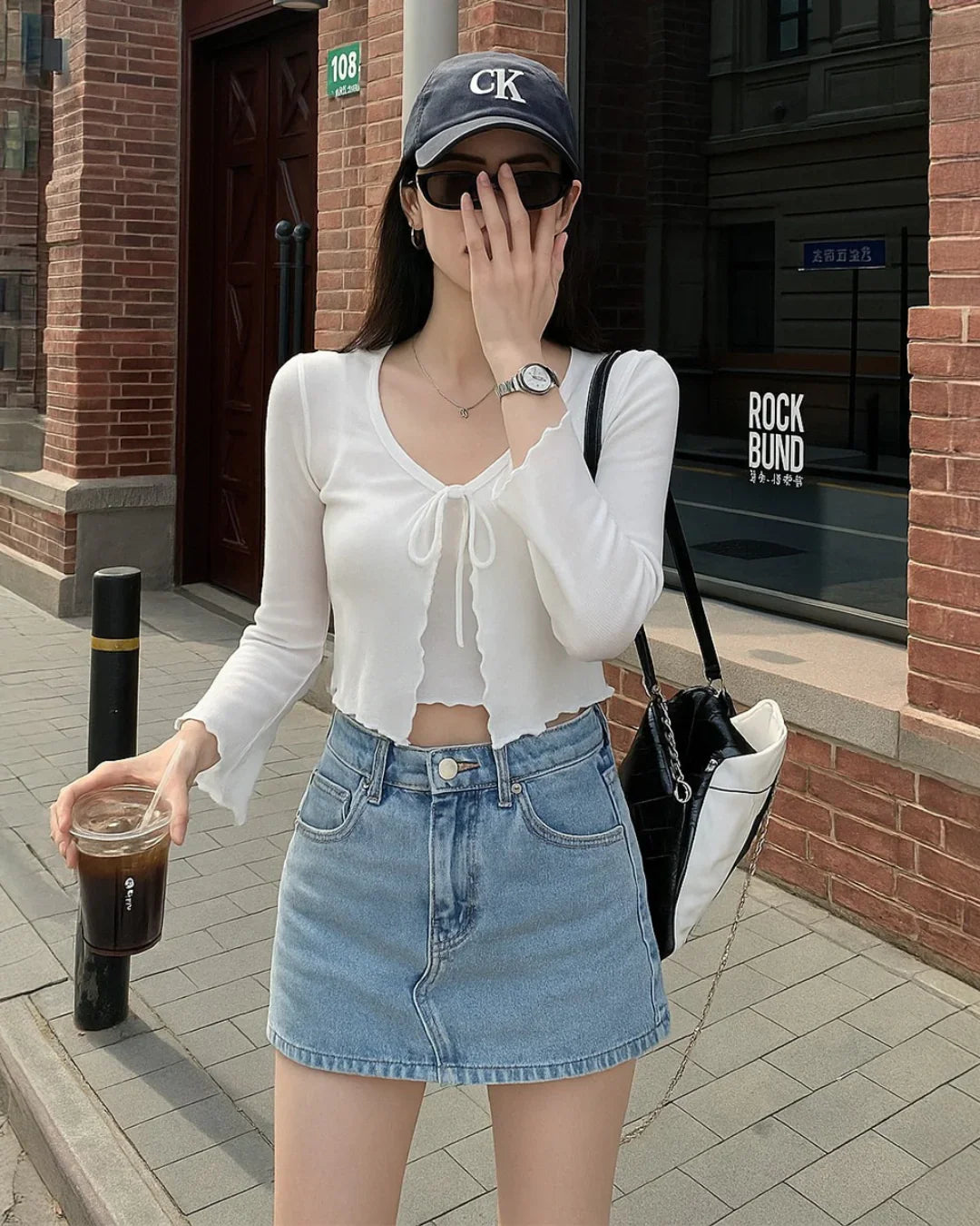 Y2K Cropped Tie Front Knot Shirred White Mesh Top - Littlebox India