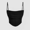 black women's sleeveless top featuring a solid ruched mesh design, perfect for a stylish Y2K-inspired look