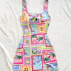 Y2K Travel Print Scoop Neck Mini Dress Front View for Women | Littlebox India