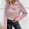 Zippered Lapel Waist Length Jacket in Dusty Pink Front View For Women | Littlebox India