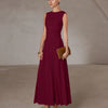 Ruched Waist Sleeveless Burgundy Maxi Dress