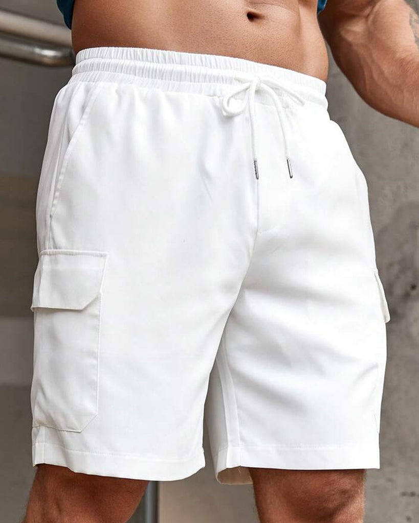 Flap pockets white cargo pants