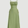 Ruched Bust Lace Up Side Spaghetti Straps Cami Dress
