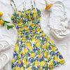 Citrus Bloom Ruched Bust Mini Dress