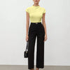 Mock Neck Cap Sleeve Fitted Top in Vanilla