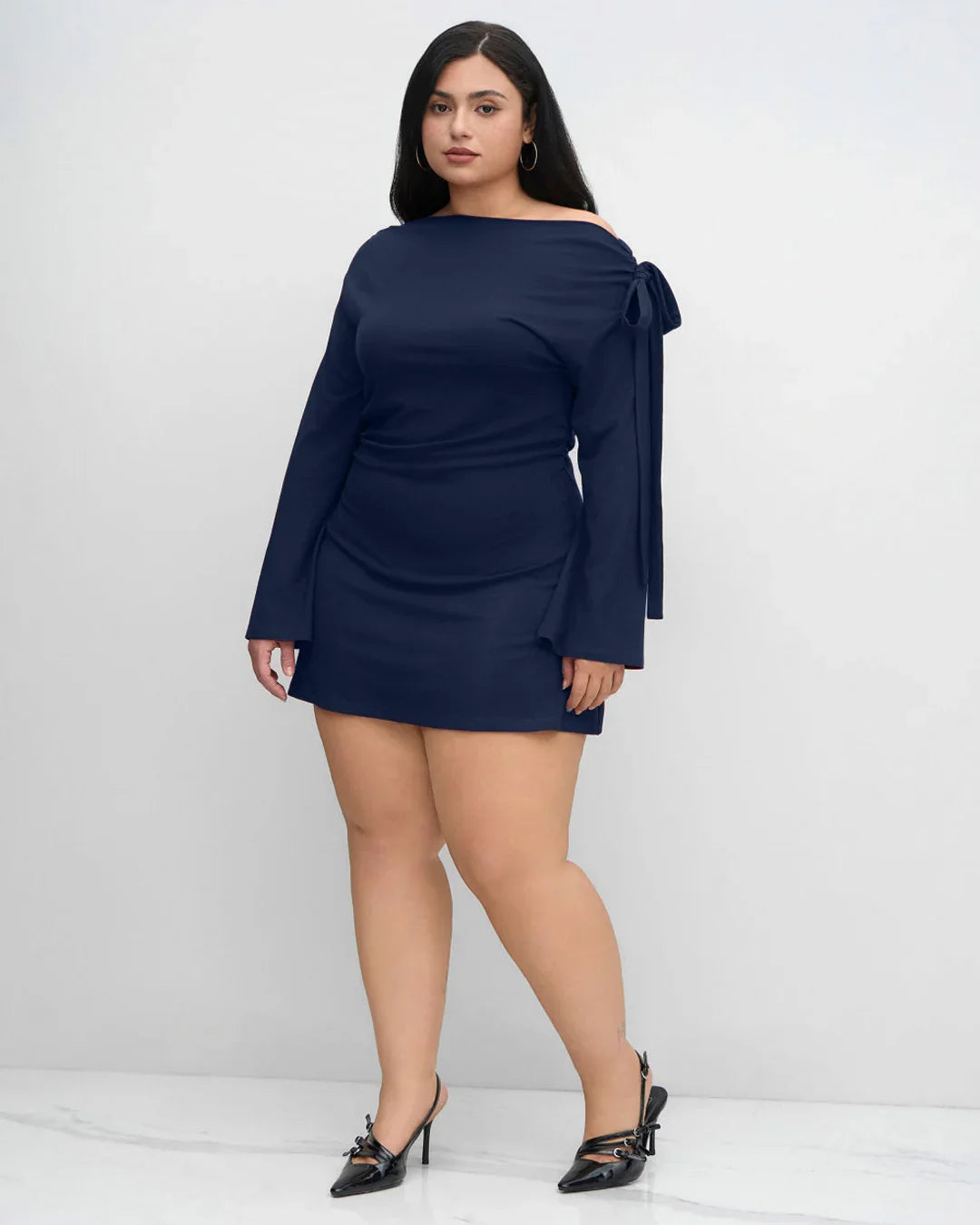 asymmetrical neck knotted mini dress Buy Cider Asymmetrical Neck Knotted Cut Out Ruched Mini Dress (XS) Online