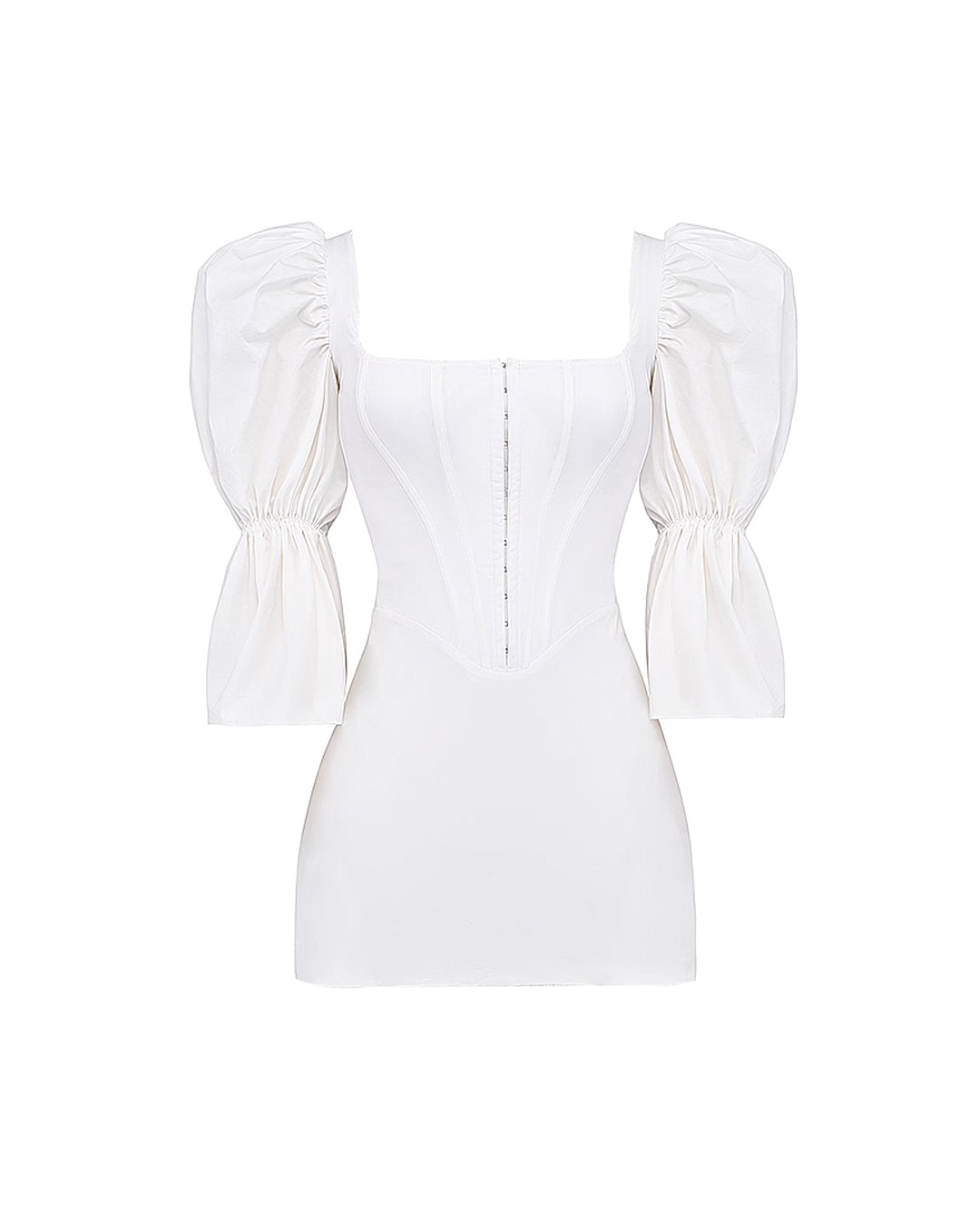 Square Neck Puff Sleeve Corset White Dress – Littlebox India