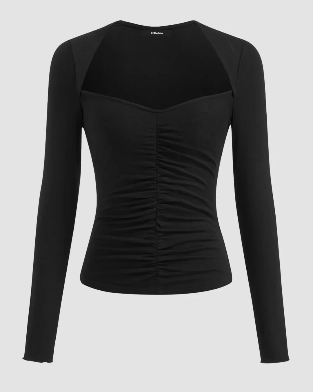 Sheer Mesh Long Sleeve Top in Black - Littlebox India