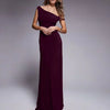 Twist shoulder with lace up back maxi dress in Maroon